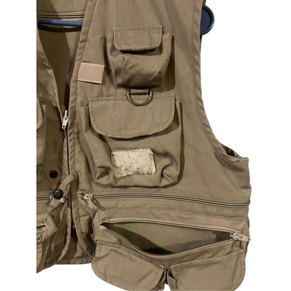 Vintage Woodfield Mens Beige Cargo Pockets Fishing Vest Size Medium - Picture 4 of 9